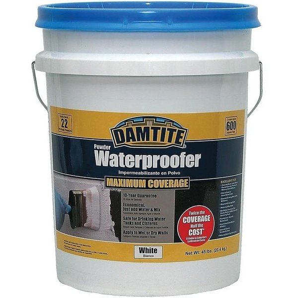 Damtite 0 Powder Waterproofer, White, Powder, 45 lb Pail 1451